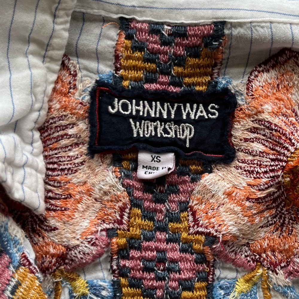 Johnny Was Caila Striped Blouse Floral Embroidery - Picture 7 of 11